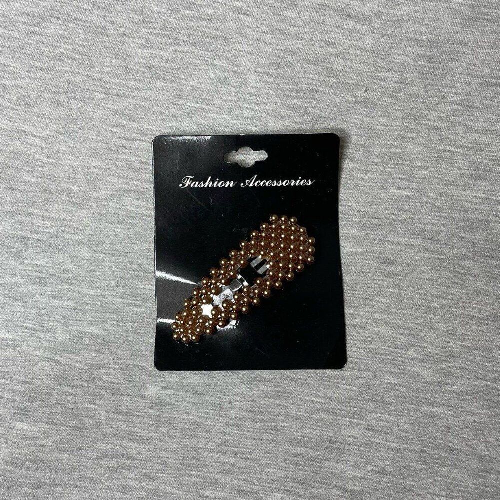 Fashion Nova Brown Beaded Vintage Style Hairclip
